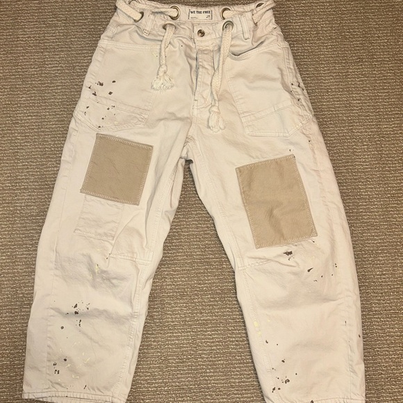 We The Free Pants - We The Free by Free People Paint Splatter Wide-Leg Cargo Pants – Size 29